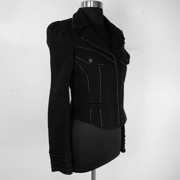 Seventy Two Changes Women's Size 4 Black Moto Zip Jacket Coat - Picture 5 of 9